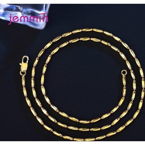 925 Sterling Silver Women/Men Punk Style Necklace Chains New Fashion Simple Olive Beads Chain Necklace Jewelry for Men