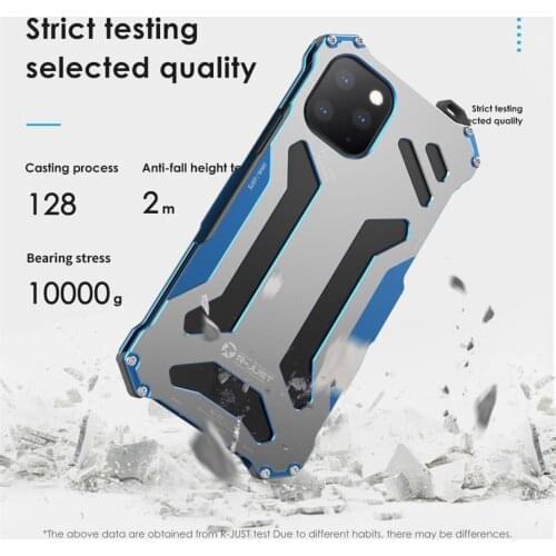 R-JUST for iPhone 11 5.8 6.1 6.5 '' 2019 Metal Armor Case Luxury Shockproof Hard Phone Shell Cover for iPhone XI Max Xr2 Coque