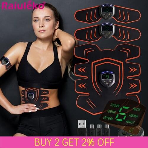 EMS ABS Abdominal Muscle Trainer Wireless Muscle Stimulator Toner Body Fitness Hip Trainer Shaping Patch Sliming Massager Unisex