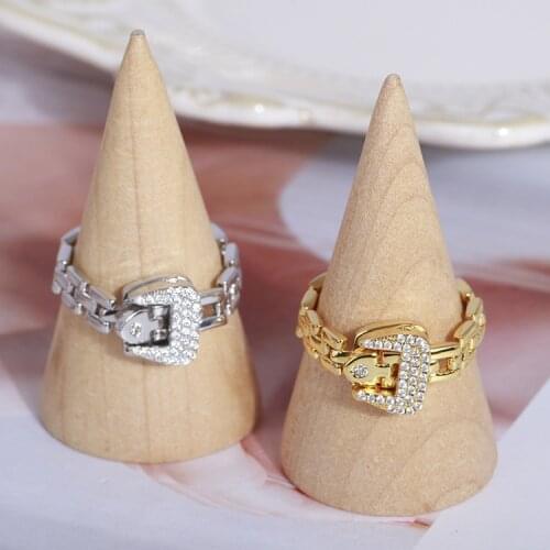 European and American Non-Mainstream Design Stitching Chain Belt Buckle Adjustable Ring