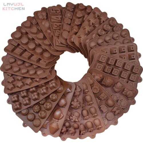 Food-Grade Silicone Chocolate Mold 21 Shapes 3D Candy/Jelly Mold Baking Cake Decoration Accessories Non-Stick Silicone Cake Mold