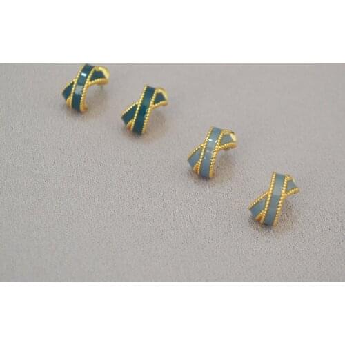 French retro brass handmade X cross simple temperament nail earring earrings accessories