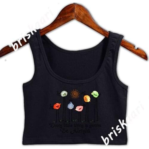 Every Little Thing Is Gonna Be Alright Hippie Bird Crop Top Women Building Natural Trend Knitted Fitness Tank Top Vest