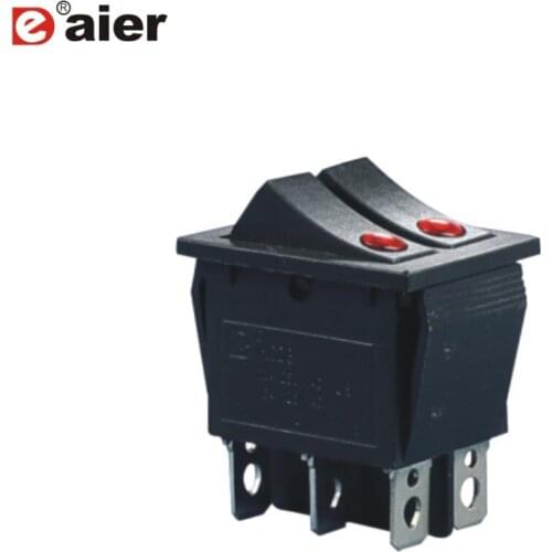 100PCS KCD2-2101EN 12V/24V/220V Dot Illuminated Light Power Rocker Switch 6 Pin DPST ON OFF