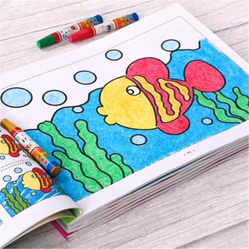 Children’s drawing practice copy book coloring drawing pens for 3-6 years baby kids copy drawing books 6pcs