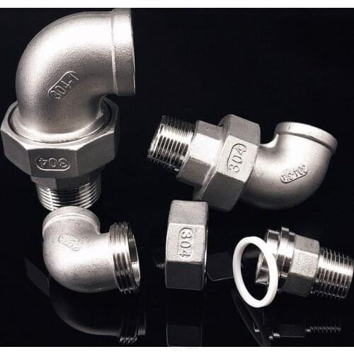 304 Stainless Steel Elbow 1/4" 3/8" 1/2" 3/4" 1" 1-1/4" 1-1/2" 2" BSPT Female Male Live Joint Water Gas Oil Water Pipe Fittings
