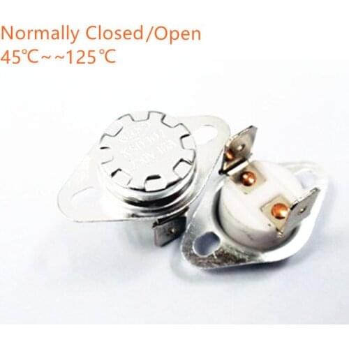 10pcs KSD302 16A 250V 40-130 degree Ceramic KSD301 Normally Closed Temperature Switch Thermostat 45 55 60 65 70 75 80 85