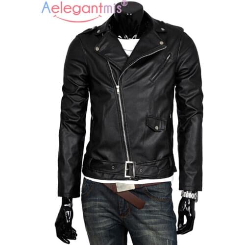 Aelegantmis 2021 Brand New PU Leather Jacket Coat Men Zippers Biker Moto Jacket With Belt Male Autumn Winter Coats Plus Size