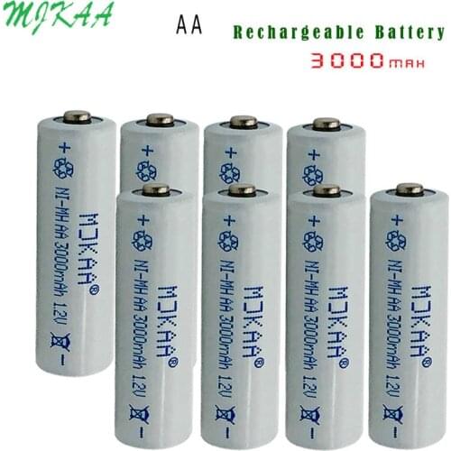 MJKAA Ni-MH 1.2V 3000mAh AA Rechargeable Nickel-metal Hydride Battery 14mm*50mm