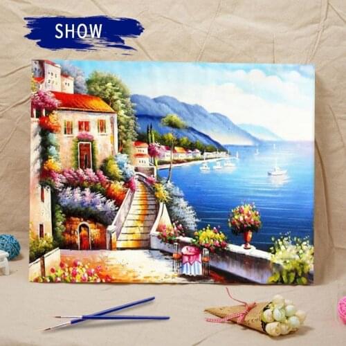 Oil Diy Painting By Numbers Hand Painted Lighthouse Art Pictures Sea Landscape Drawing On Canvas Kits Set For Adult Home Decor