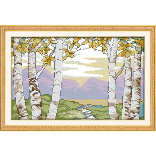 Birches in the summer (1) cross stitch kit 14ct 11ct patterns count print canvas stitching embroidery DIY handmade needlework
