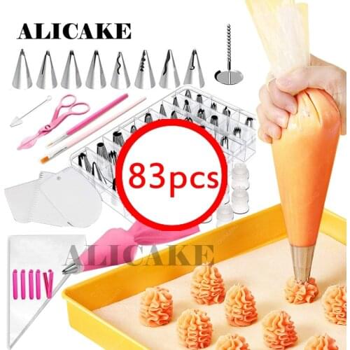 83 Pcs Cake Decorating Set Cupcake Baking Diy Nozzles Bag Pip Frosting Tool Kit Scraper Fandont Pen Brush For Wedding Party