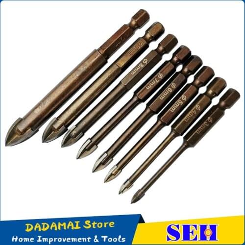 Tungsten Carbide Glass Drill Bit Set Alloy Carbide Point with 4 Cutting Edges Tile & Glass Cross Spear Head Drill Bits