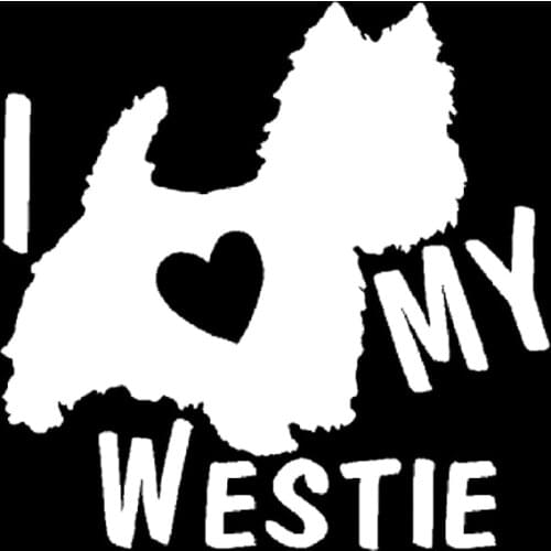 I LOVE MY WESTIE Terrier Dogs Vinyl Car Decals Stickers Cover Scratches Waterproof Window Windshield Accessories Black/Silver