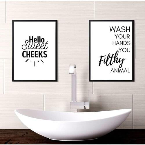 Wall Art Canvas Painting Funny Bathroom Stylish Sign Nordic Black White Poster Prints Toilet Humour Pictures Bathroom Home Decor