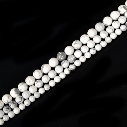 Natural 4/6/8/10/12mm White Turquoise Loose Beads For Diy Bracelet Necklace jewelry 15ich gem Fit Women Gifts Wholesale H341
