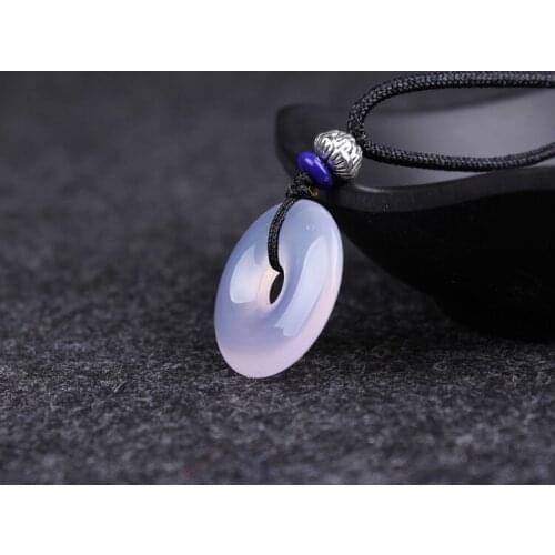 Natural ice white chalcedony necklace jade pendant jade jewelry jade peace pendant pendant cb31