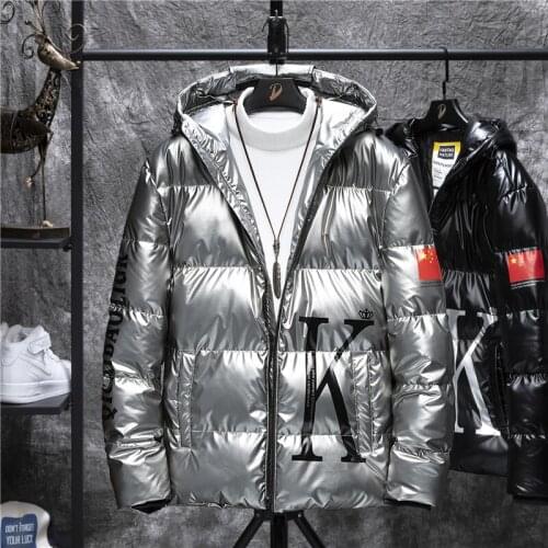 WWKK 2020 New Bright Leather Winter Men Jacket Casual Parka Outwear Waterproof Thicken Warm Hooded Collar Outwear Coat