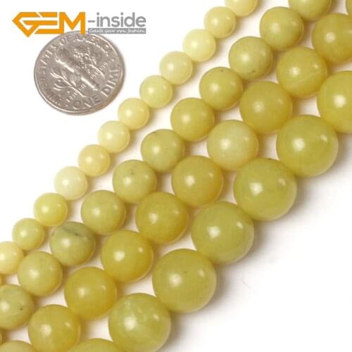 New Round Lemon Stone Jaspers Beads Natural Stone Loose Bead For Jewelry Making DIY Necklace Gifts Strand 15" Wholesale 2mm-12mm