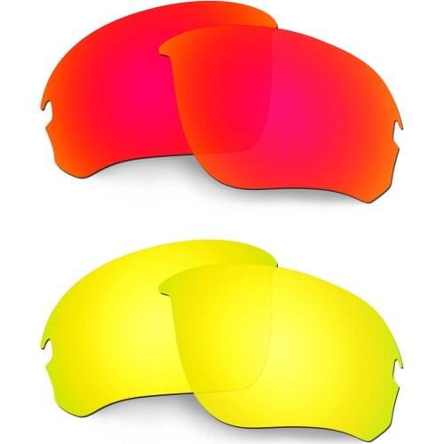 HKUCO Polarized Replacement Lenses For Flak Draft Sunglasses Red/Gold 2 Pairs