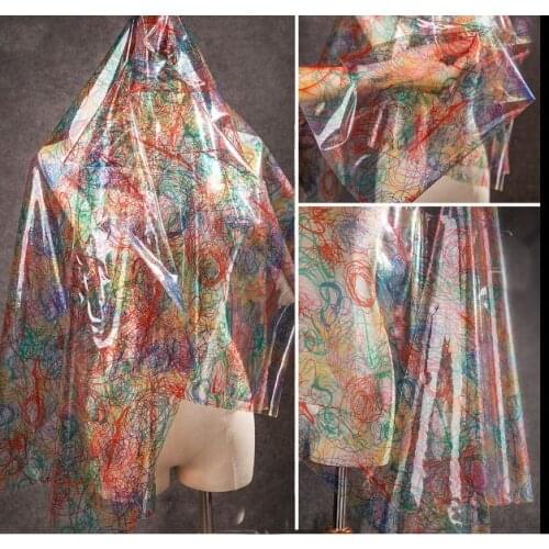 Transparent color art line clothing waterproof tpu creative fashion fabric
