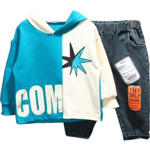 Spring Autumn Children Cotton Clothes Baby Boy Letter Hooded Pants 2Pcs/sets Infant Outfit Kid Fashion Toddler Casual Tracksuits
