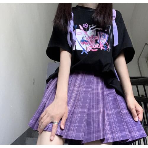 Bunny Print Women T-Shirt y2k Harajuku Kawaii Aesthetic T-shirt Graphic Cute Cartoon T-shirt Korean Style crop Top Tees Female