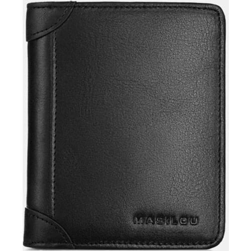 High Quality Genuine Leather Wallet Mens Wallet Vertical Ultra Thin Business Card Holder Purse Cow Skin Wallet RFID Blocking