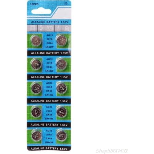 10Pcs AG13 A76 LR44 357A S76E G13 Button Coin Shaped Cell Battery 1.55V Alkaline Button Batteries O12 20 Dropshipping