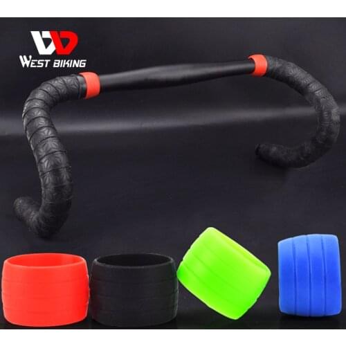 2pcs Silicone Bicycle Handlebar Tape Fixed Ring Road Bike Plugs Anti-Skip Rubber Waterproof Wear Resistant Bicycle Accessories