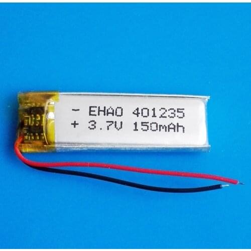 3.7V 150mAh 401235 lipo Lithium Polymer Rechargeable battery with PCM board for MP3 bluetooth headset video pen