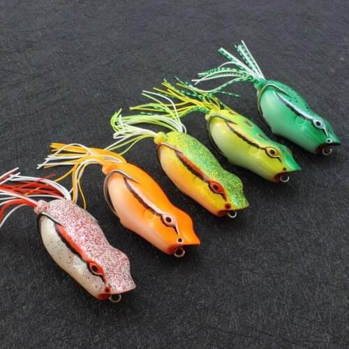 5PCS 5colors 5cm 11g soft tube bait japan plastic fishing lures frog lure 2 treble hooks Topwater frog artificial soft bait