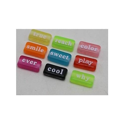 50 Assorted Acrylic Word Letter Beads 15X8mm Mixed Color Jewelry Craft DIY