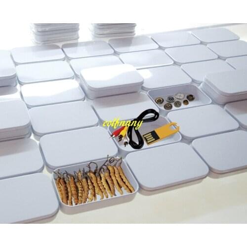 600pcs/lot 9.5cmx6cmx2.1cm Black & White Plain Iron Tin box Metal Rectangle tea candy business card usb storage box case M01