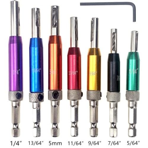 7Pcs HSS Self Centering Hinge Twist Drill Bit Hole Puncher for Woodworking Metalworking Self Tapping Screw DIY Tool Colorful