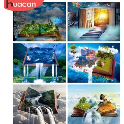 HUACAN 5d Diamond Painting Book Landscape DIY Diamond Embroidery Cross Stitch Waterfall Mosaic Picture Home Decor Kits