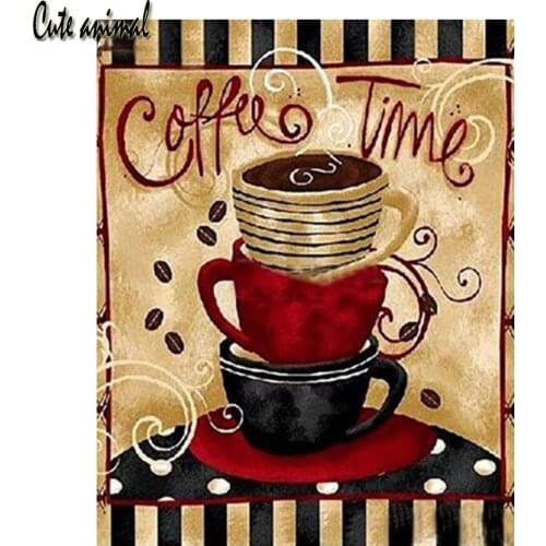5D DIY Diamond Painting Cross Stitch "Coffee time" Full Square Drill Rhinestones Pictures Diamond Embroidery Mosaic Gift Decor