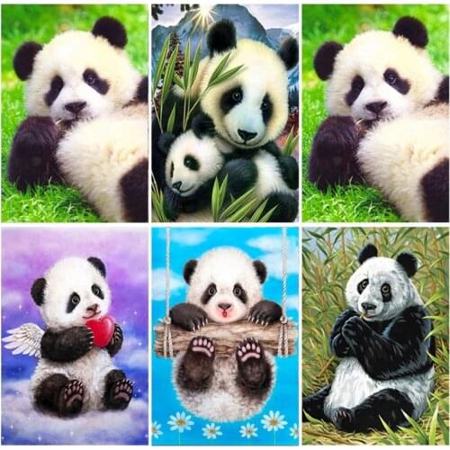 DIY Panda 5D Diamond Painting Full Round Drill Animal Cartoon Diamond Embroidery Cross Stitch Mosaic Home Decor