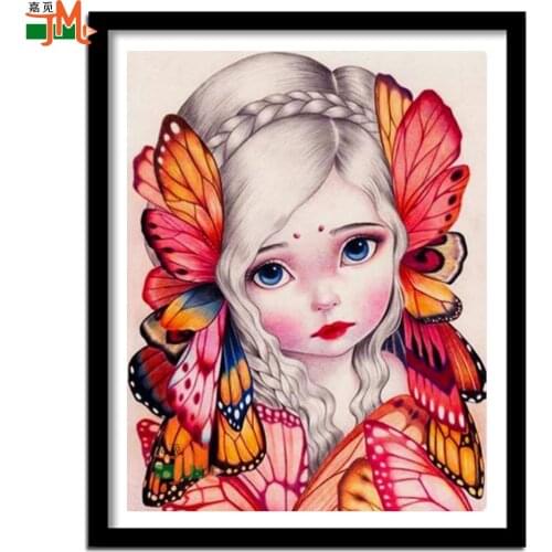 Diamond Painting Full Square Round Drill Butterfly Elf Embroidery Diy Mosaic Rhinestone Cartoon Girl Cross Stitch Beauty Fairy