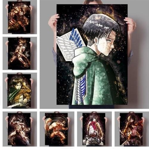 WTQ Attack on Titan Anime Retro Poster Canvas Painting Anime Posters Wall Decor Wall Art Picture for Living Room Decor Home Deco