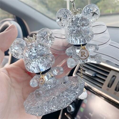 Car ornaments translucent flashing diamond net red violent bear cute little ornaments car center console interior goddess style