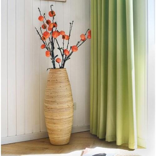 2022Large Vase Home Decor Antique Bamboo Floor Vase Living Room Decoration Big Vase FloorHome Art Flower Pot Rustic 1501420