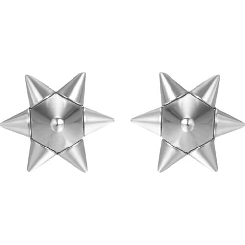 BONISKISS Mens Punk Rivet Pattern Stud Earrings Stainless Steel Jewelry For Women Unique Design Silver Color Aretes De Mujer