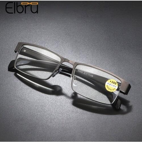 Elbru Retro Anti Blue Light Reading Glasses Ultralight Metal Frame HD Lens Presbyopic Eyeglasses With Degree +1.0 to +4.0 Unisex