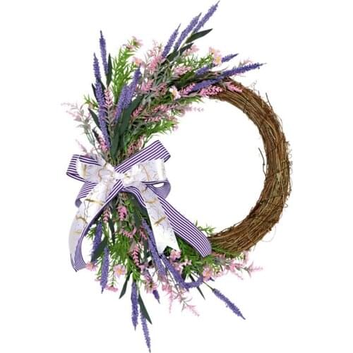 Artificial Lavender Wreath For Front Door Floral Welcome Wreath For All Seasons Wall Window Wedding Farmhouse Home Decor