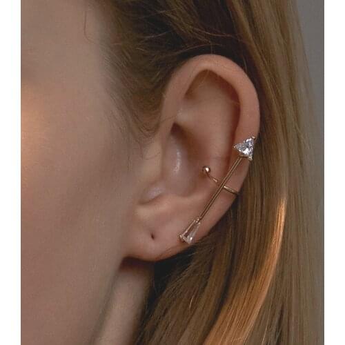 1 PCS Simple U Shape Arrow Bar Shape Ear Cuff Non Pierced Clip Earring for Women Trendy Punk Small Crystal Circle Ear Cuff