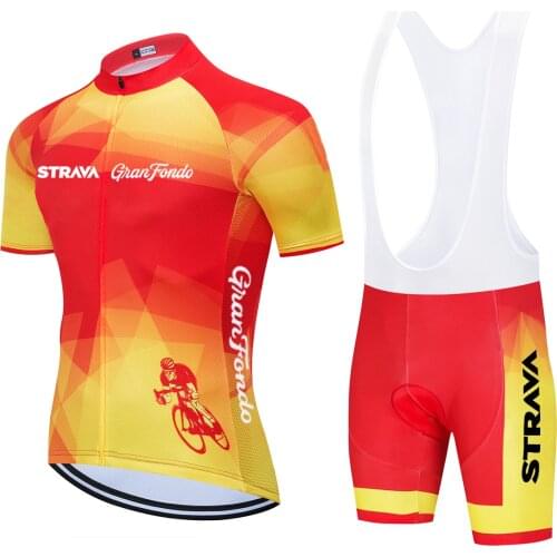 Pro Team STRAVA Cycling Set Bike Clothing Bicycle Clothes Ropa Ciclismo Short Sleeve Road Bike Jersey Bib Short Pants 20D Pad