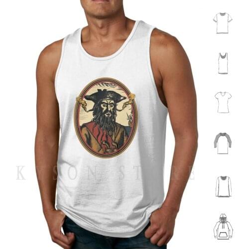 Black Beard Tank Tops Vest 100% Cotton Pirate Sailing Piracy Beard Sea Ocean History Cannon Battle British Maritime
