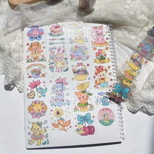 Kawaii Spring Bunny And Bear Washi Tapes Bullet Journal Masking Tape Adhesive Tape DIY Scrapbooking Washi Stickers