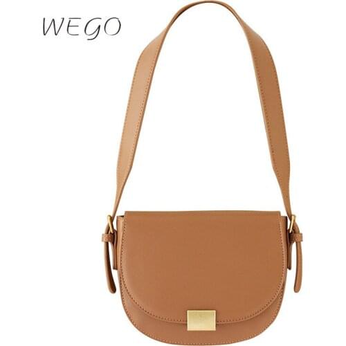 Fashion Saddle Bag Net Red Semicircle Design PU Soft Leather With Metal Buckle Shoulder Bag Simple Retro Messenger Female Bag